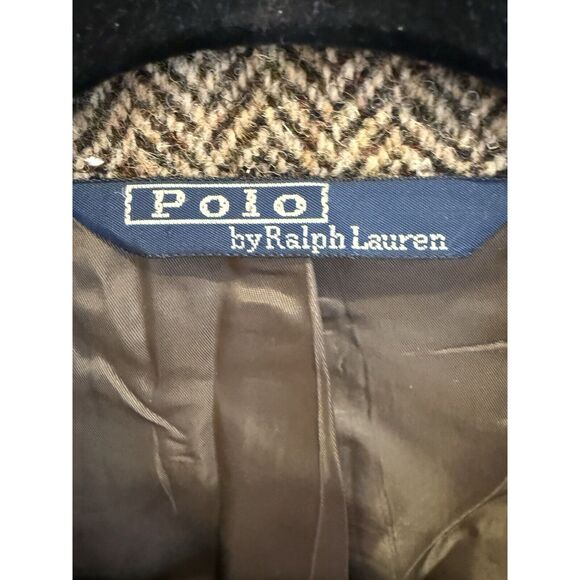 Vintage POLO Ralph Lauren Men’s Tweed Wool Jacket Suede Patch Throat Latch 42 44 - Picture 8 of 16